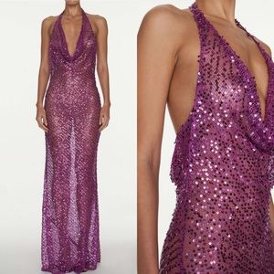 Rat and Boa Verona sequin pink halter maxi dress size Medium